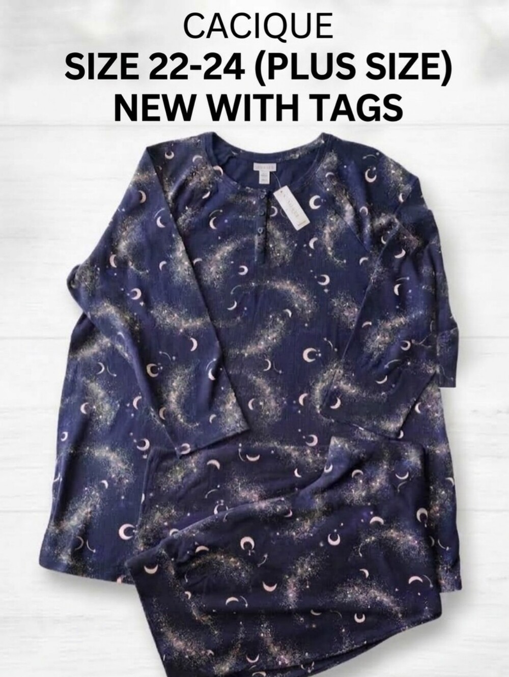 NWT Sleep By Cacique Celestial Moons & Stars Pajama Set Sz 22-24